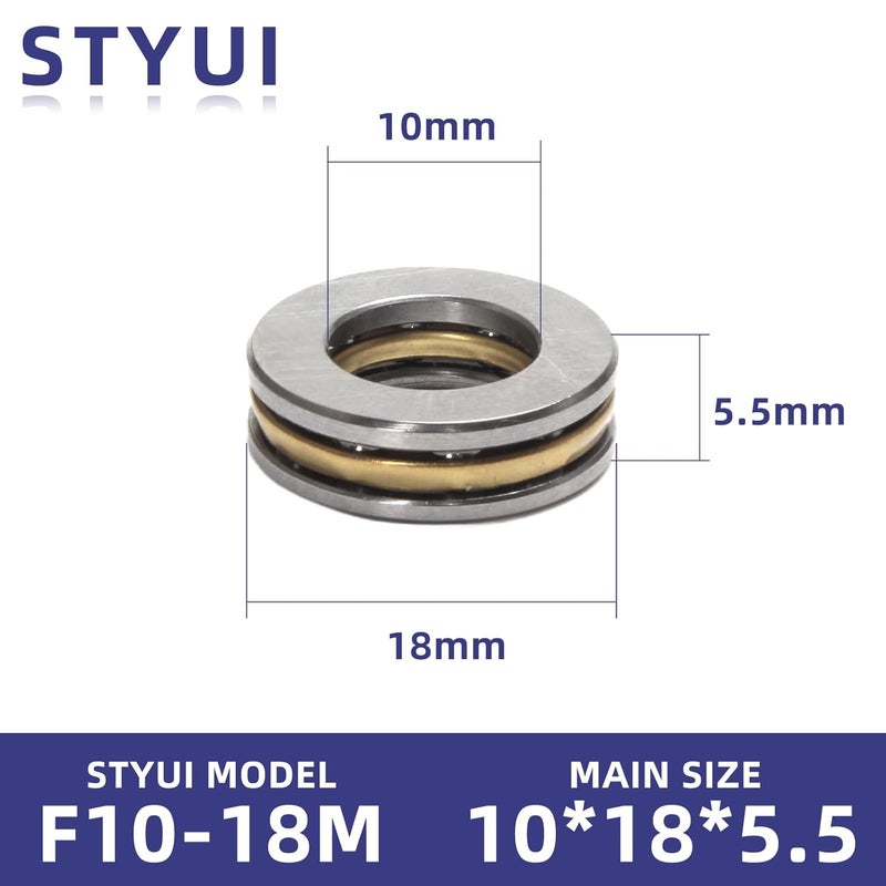 STYUI (10Pcs) F10-18M Miniature Thrust Ball Bearings 10mm x 18mm x 5.5mm Miniature Plane Thrust Bearings Chrome Steel One Way - Image 3